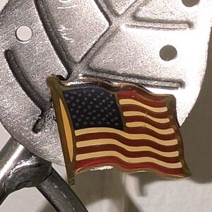 Vintage Varnished Painted Metal American Flag Pin